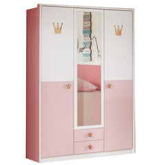 Шкаф Cindy2 с зеркалом белый/розовый цена и информация | Шкафы | 220.lv