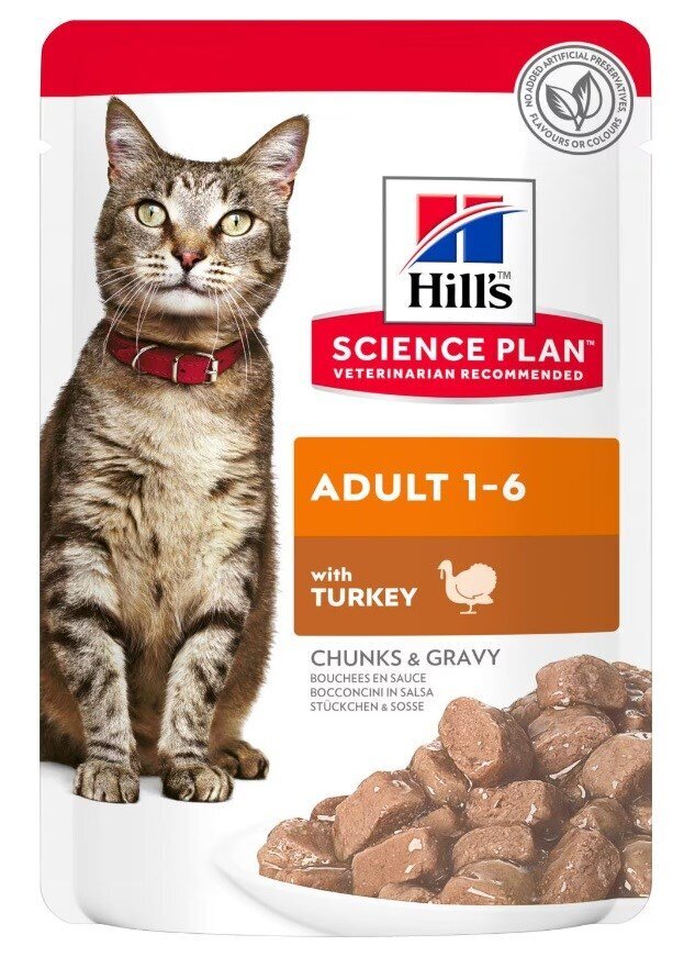 Hills kaķu maltītes paciņa, tītars, 85 g cena un informācija | Konservi kaķiem | 220.lv