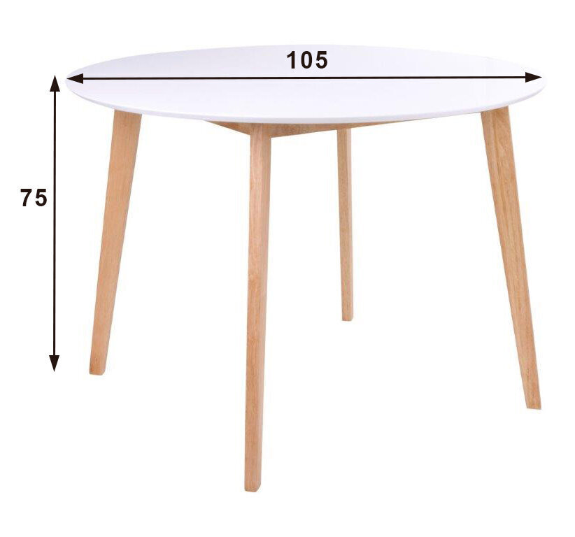 Ēdamistabas galds Vojens 105, balts cena un informācija | Virtuves galdi, ēdamgaldi | 220.lv