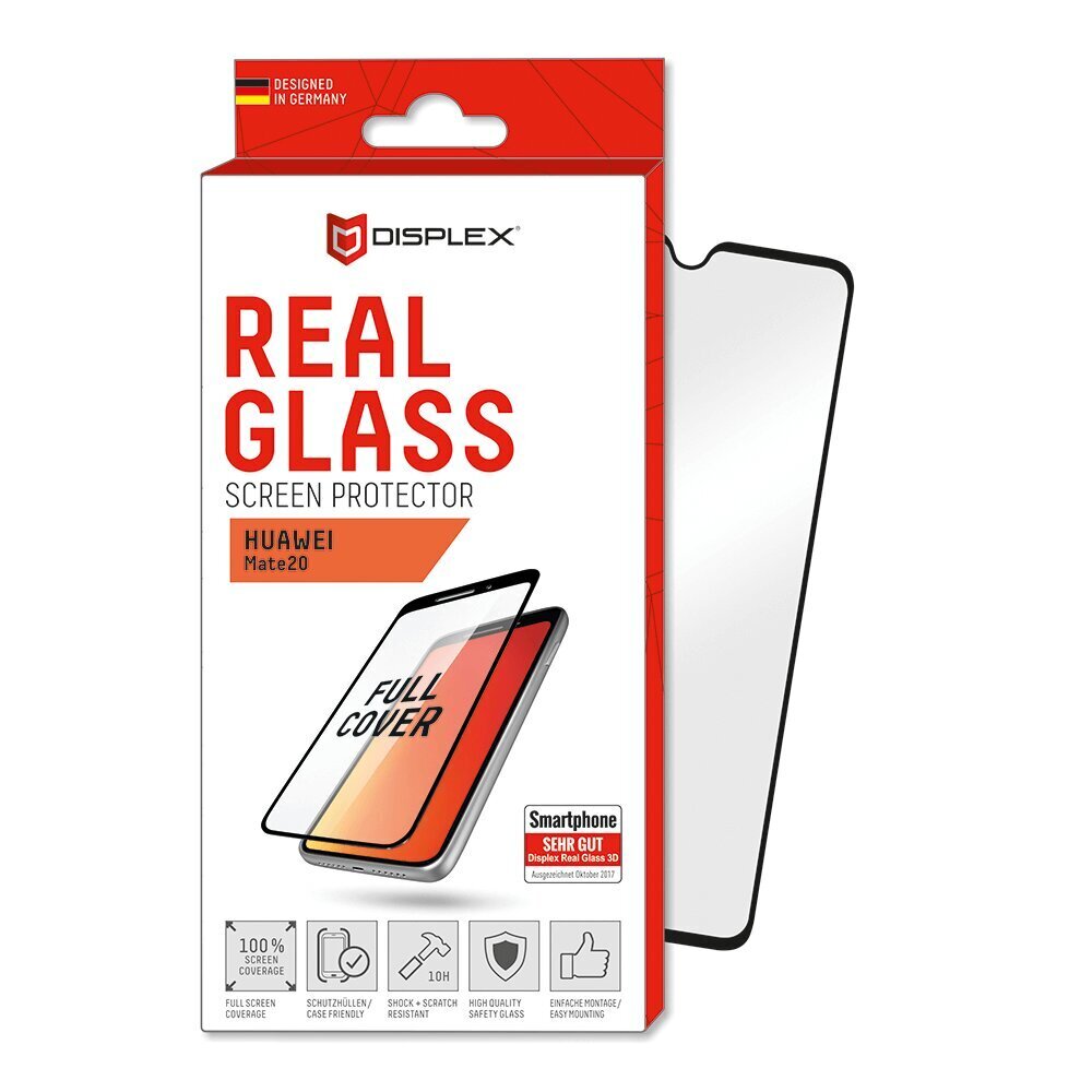 displex 01080 Real Glass 3D for Huawei Mate 20 (black) цена и информация | Ekrāna aizsargstikli | 220.lv