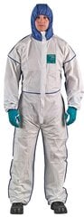 Защитный костюм одноразовый Тип 5/6 Ansell Alphatec 1800 Comfort, белый / синий, дышащая спина, размер XL  цена и информация | Рабочая одежда | 220.lv