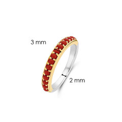 Ti Sento apzeltīts sudraba gredzens ar sarkaniem akmentiņiem 901013687 цена и информация | Кольца | 220.lv