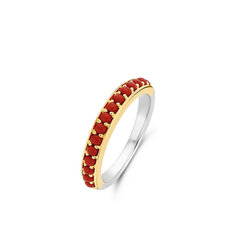 Ti Sento apzeltīts sudraba gredzens ar sarkaniem akmentiņiem 901013687 cena un informācija | Gredzeni | 220.lv