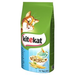 Kitekat сухой корм с рыбой и овощами, 12 кг цена и информация | Сухой корм для кошек | 220.lv