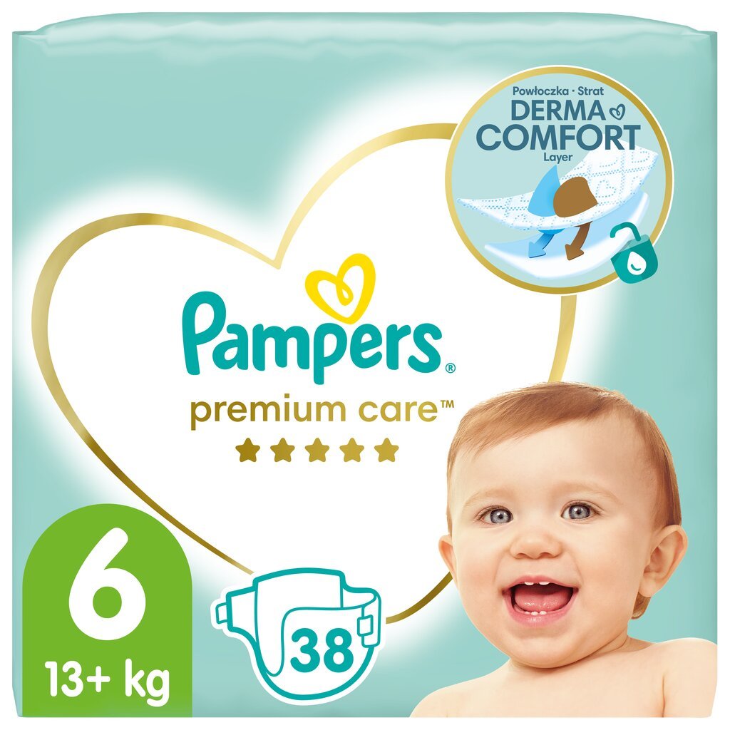 Подгузники Pampers Premium Care, Value Pack 6 размер, 38 шт. цена | 220.lv