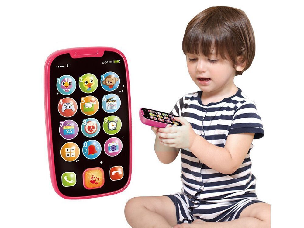 Interaktīvs bērnu tālrunis, rozā krāsas цена и информация | Rotaļlietas zīdaiņiem | 220.lv