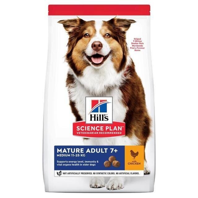 Hills suņu barība Mature vidēja izmēra šķirnēm, vista, 18 kg cena un informācija | Sausā barība suņiem | 220.lv