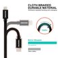 Swissten Textile Universāls Quick Charge 3.1 USB-C uz Lightning Datu un Uzlādes Kabelis 2m Melns cena un informācija | Kabeļi un vadi | 220.lv