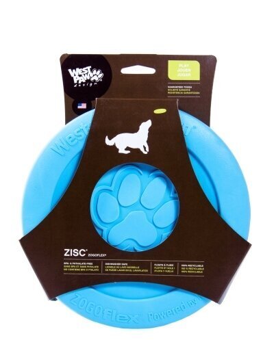 Gumijas apaļais gredzens suņiem West Paw, zils, 21 cm cena un informācija | Suņu rotaļlietas | 220.lv