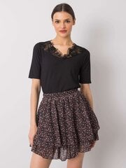 Блуза с кружевной вставкой Rue Paris, чёрная цена и информация | Женские блузки, рубашки | 220.lv