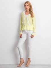 Желтая шифоновая блуза с кружевными модулями цена и информация | Женские блузки, рубашки | 220.lv