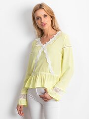 Желтая шифоновая блуза с кружевными модулями цена и информация | Женские блузки, рубашки | 220.lv