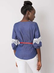 Женская голубая блуза с кружевом цена и информация | Женские блузки, рубашки | 220.lv