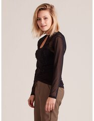 черная блузка с аппликацией и вырезом на шее цена и информация | Женские блузки, рубашки | 220.lv