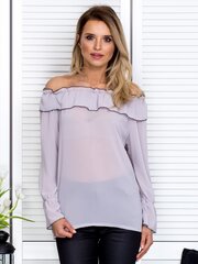 Серая шифоновая блузка с воланами цена и информация | Женские блузки, рубашки | 220.lv