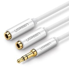 AUX audio sadalītāja 3,5 mm ligzdas kabelis UGREEN AV123, 25 cm (balts) cena un informācija | Kabeļi un vadi | 220.lv