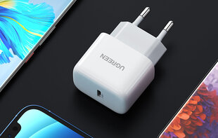 Настенное мини-зарядное устройство UGREEN, USB-C, 20Вт, PD (белое) цена и информация | Зарядные устройства для телефонов | 220.lv