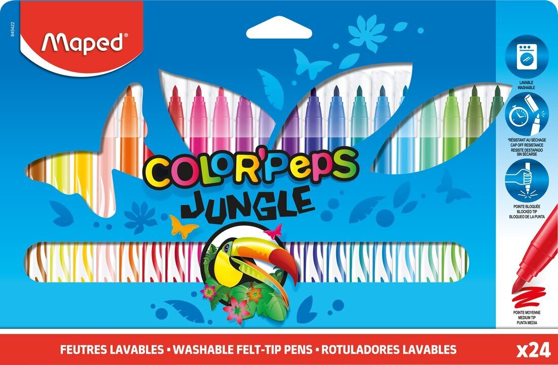 Flomasteri MAPED "Color Peps" Jungle 24 krāsas cena un informācija | Modelēšanas un zīmēšanas piederumi | 220.lv