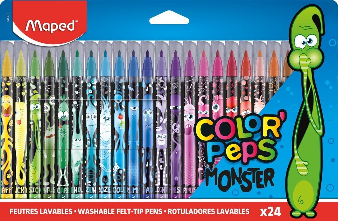 Flomasteri MAPED Monster 2.8mm 24 krāsas kartona blisterī цена и информация | Modelēšanas un zīmēšanas piederumi | 220.lv
