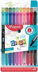 Marķieri MAPED Graph'Peps Metal design 0.4mm 20 krāsas cena un informācija | Rakstāmpiederumi | 220.lv