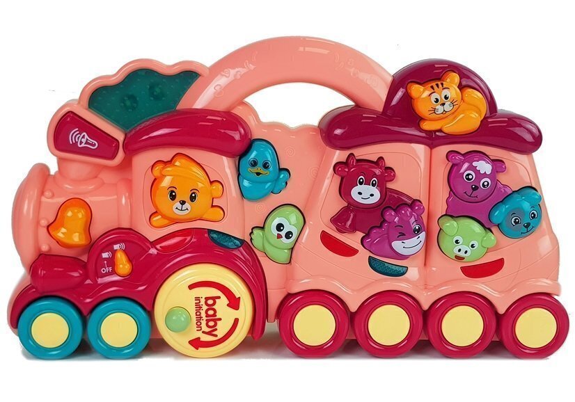 Interaktīvs vilciens bērniem Lean Toys, sarkans cena un informācija | Rotaļlietas zīdaiņiem | 220.lv