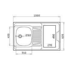 Мойка Pyramis, без варочной поверхности 100x60 cm цена и информация | Раковины на кухню | 220.lv