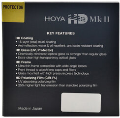 Hoya Protector HD Mk II, 62mm cena un informācija | Filtri | 220.lv