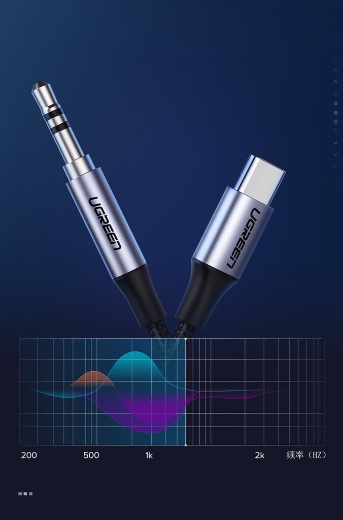 Ugreen AV119 AUX kabelis USB-C, 3,5 mm, 1 m, tumši pelēks cena un informācija | Savienotājkabeļi | 220.lv