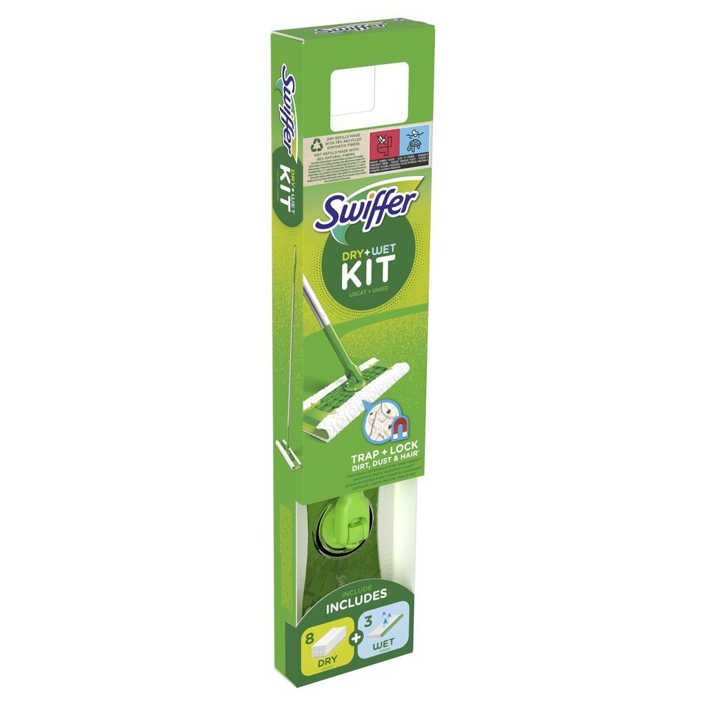 Swiffer Sweeper Starter Kit XXL: slota, sausās lupatas 8gab un mitrās lupatas 3gab cena un informācija | Tīrīšanas piederumi | 220.lv