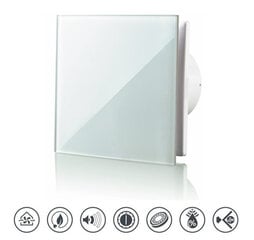 Izplūdes Ventilators Vlano A-GLAS WH ar Baltu Stikla Paneli cena un informācija | Ventilatori vannas istabai | 220.lv