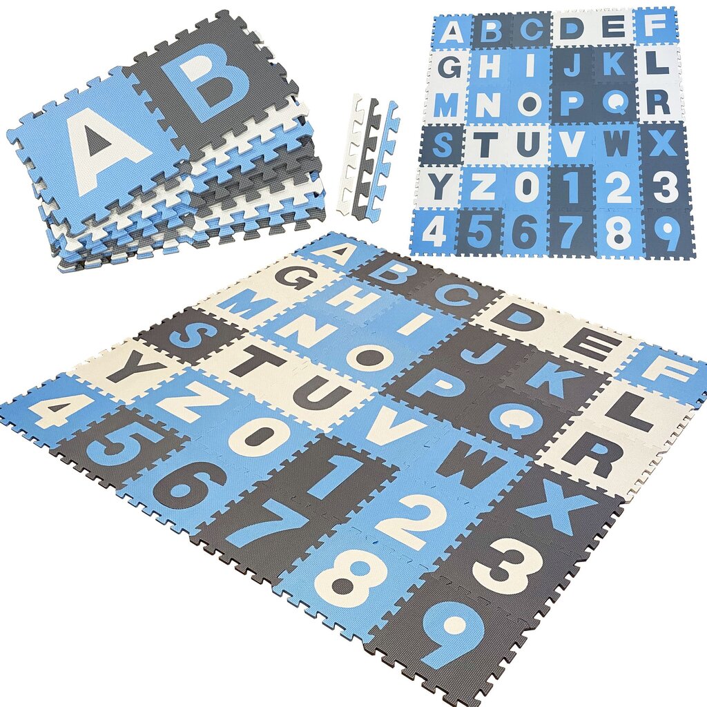 Mīksta paklājiņa-puzle "Skaitļi un burti", 180x180 cena un informācija | Rotaļlietas zīdaiņiem | 220.lv