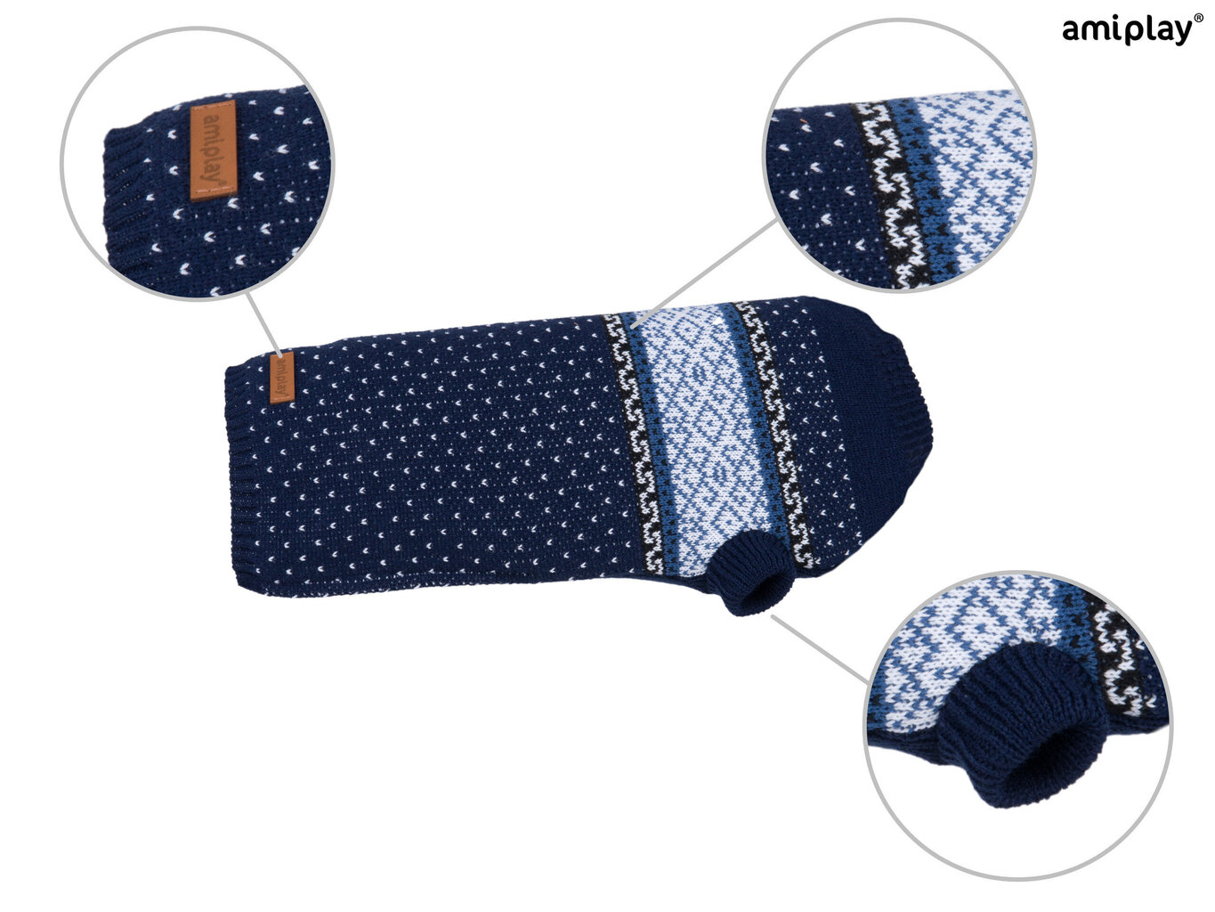 Amiplay džemperis sunim Bergen Navy Blue, 50 cm cena un informācija | Apģērbi suņiem | 220.lv