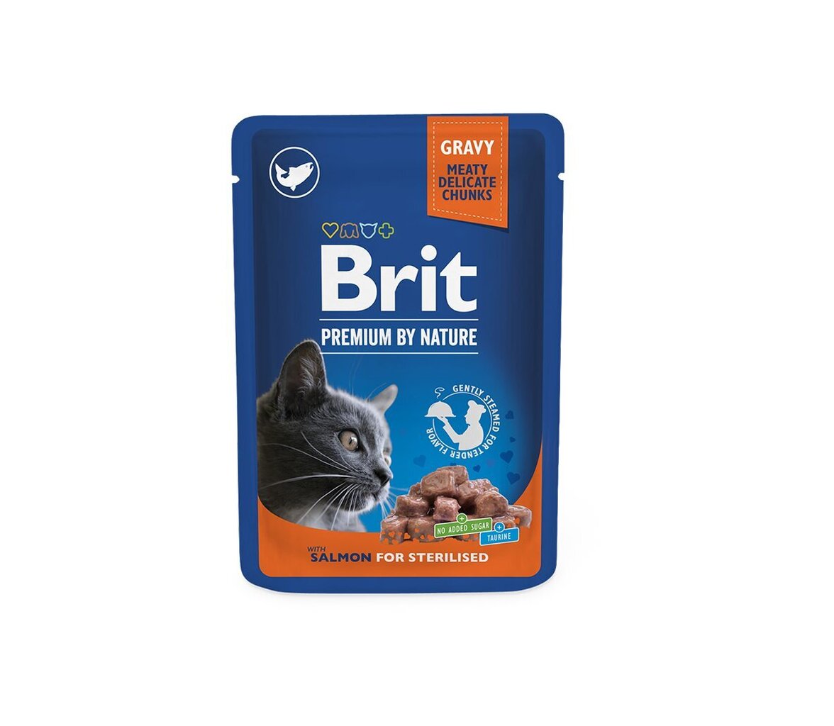 Brit Premium Salmon mitra kaķu barība 100g cena un informācija | Konservi kaķiem | 220.lv