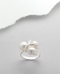 Серебряное кольцо 925 пробы, натуральный жемчуг, № 16 цена и информация | Кольца | 220.lv