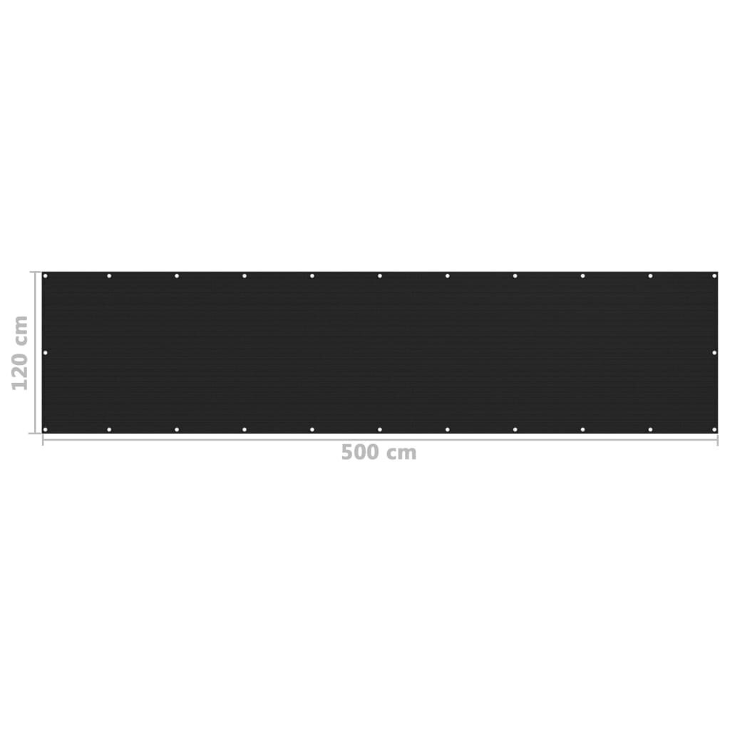 Balkona starpsiena, 120x500 cm, melna cena un informācija | Saulessargi, markīzes un statīvi | 220.lv