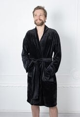 Garš velūra halāts vīriešiem, melns цена и информация | Мужские халаты, пижамы | 220.lv