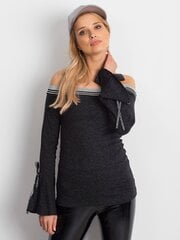 Черная блузка с широкими рукавами, открывающая плечи цена и информация | Женские блузки, рубашки | 220.lv