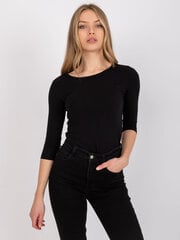 Vienkrāsaina melna kokvilnas blūze. Black XS цена и информация | Женские блузки, рубашки | 220.lv