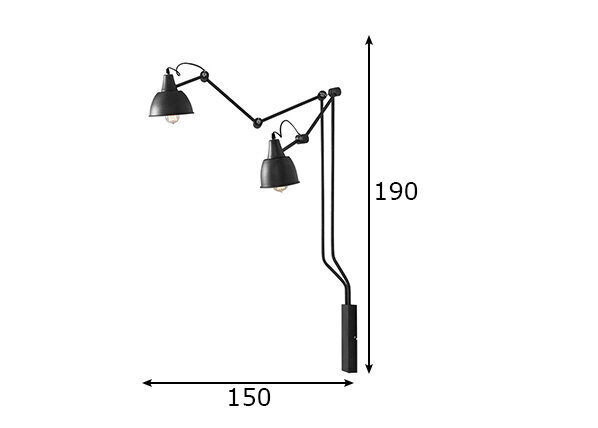 Sienas lampa Aida, grafīta toņa, 2x 60 W цена и информация | Sienas lampas | 220.lv