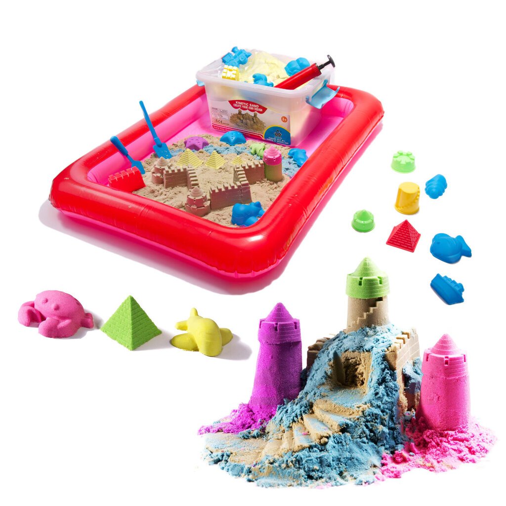Kinētiskās smiltis kastē (2kg) ar 16 veidnēm cena un informācija | Attīstošās rotaļlietas | 220.lv