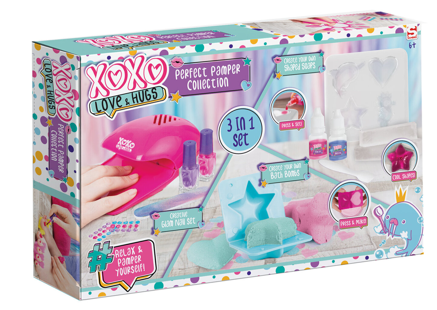 XOXO Love & Hugs nagu laka ar lampu, komplekts vannas bumbiņām un komplekts ziepju pagatavošanai 3in1 cena un informācija | Bērnu kosmētika, līdzekļi jaunajām māmiņām | 220.lv