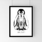 Gleznota bilde “Pingvīns” ar pēdu nospiedumiem, A4 formāts, melnā rāmī cena un informācija | Gleznas | 220.lv