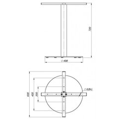 Galda kāja Ø500 mm, H = 720 mm, krāsota, pelēka cena un informācija | Mēbeļu kājas | 220.lv