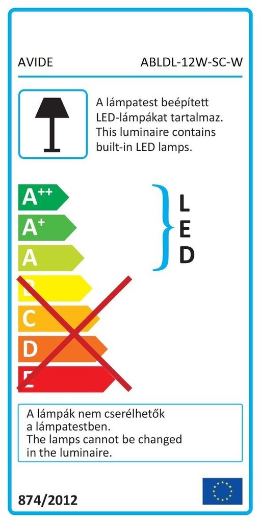 LED galda lampa, Avide Scott 12W, balta cena un informācija | Galda lampas | 220.lv