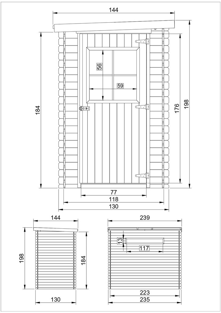 Koka dārza mājiņa Timbela M306 - A198 x 239 x 144 cm, brūna cena un informācija | Dārza mājiņas, šķūņi, malkas nojumes | 220.lv