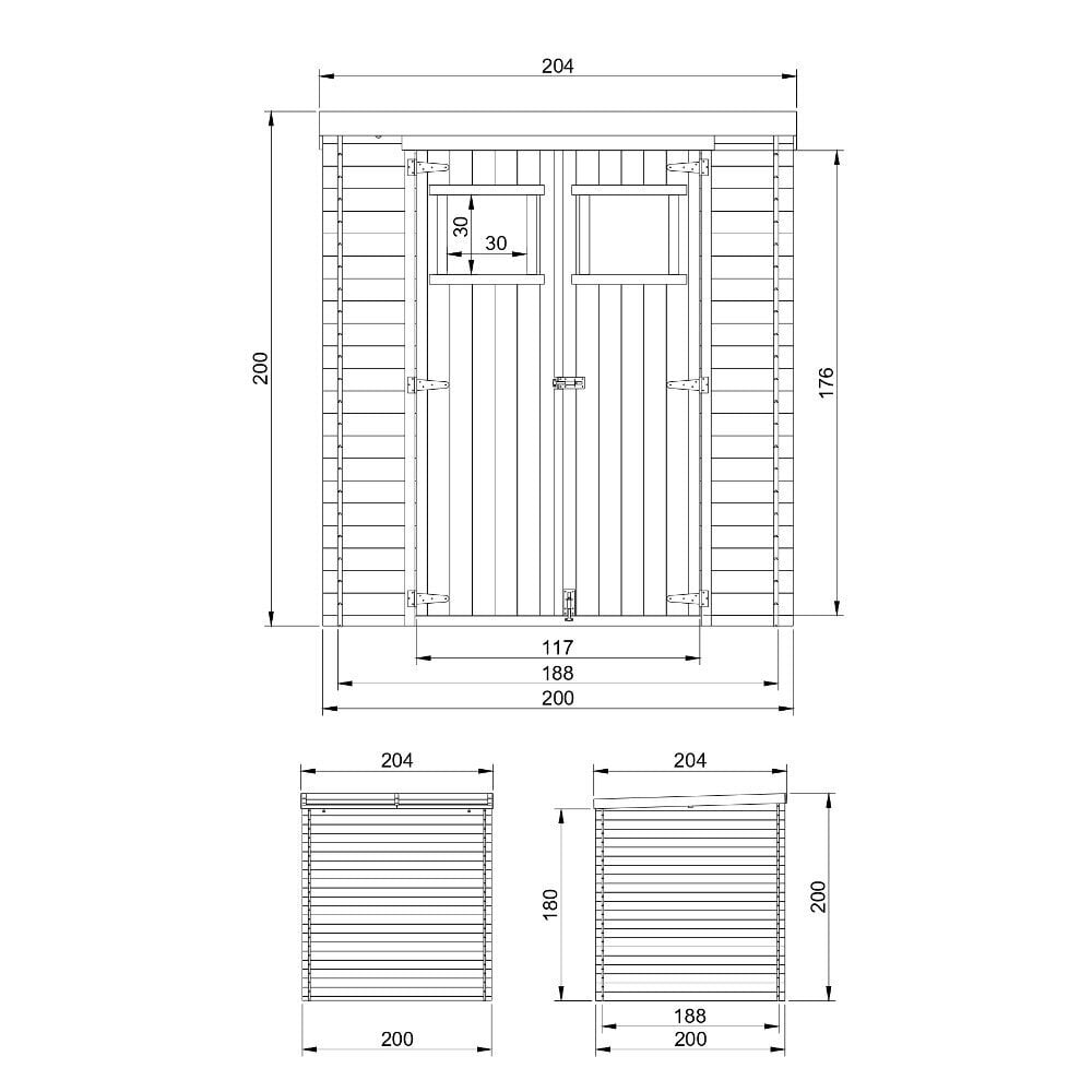 Koka dārza mājiņa Timbela M309 - A200 x 204 x 204 cm, brūna cena un informācija | Dārza mājiņas, šķūņi, malkas nojumes | 220.lv