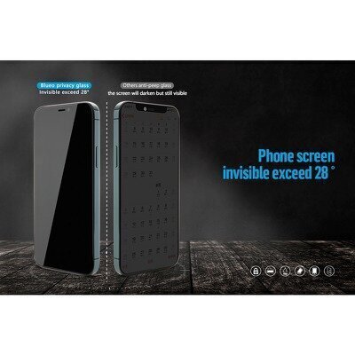 5D Mr. Monkey Glass - Apple iPhone 12/12 Pro (6,1") black (Strong Privacy) cena un informācija | Ekrāna aizsargstikli | 220.lv