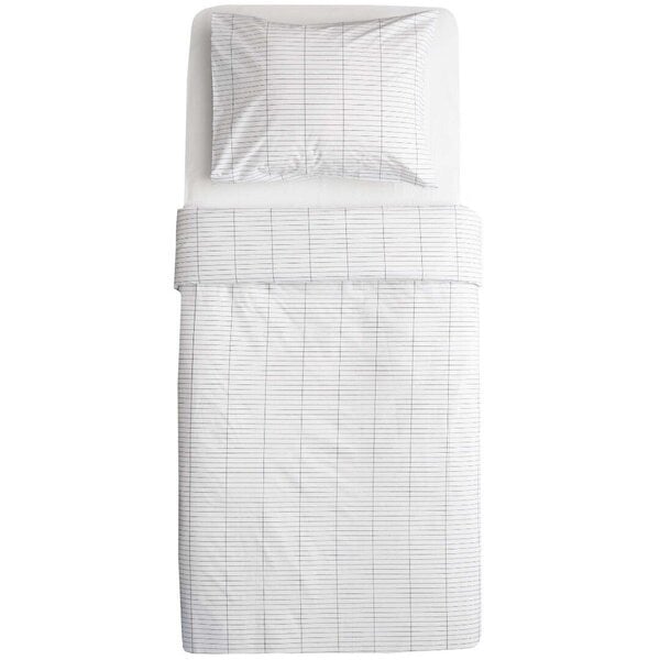 Familon gultas veļas komplekts no svītraina perkala, baltā/melnā krāsā - dažādi izmēri cena un informācija | Gultas veļas komplekti | 220.lv
