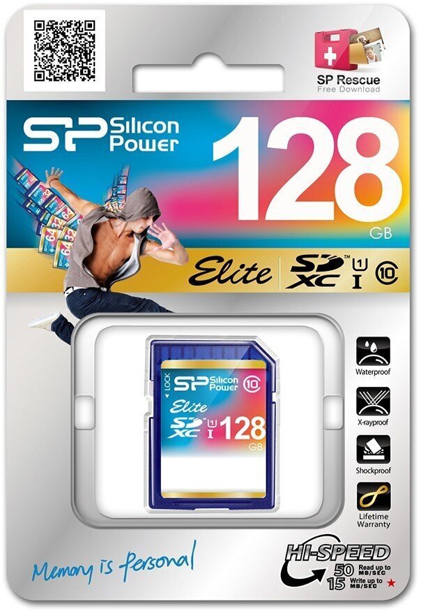 Silicon Power atmiņas karte SDXC 128GB Elite цена и информация | Atmiņas kartes fotokamerām | 220.lv