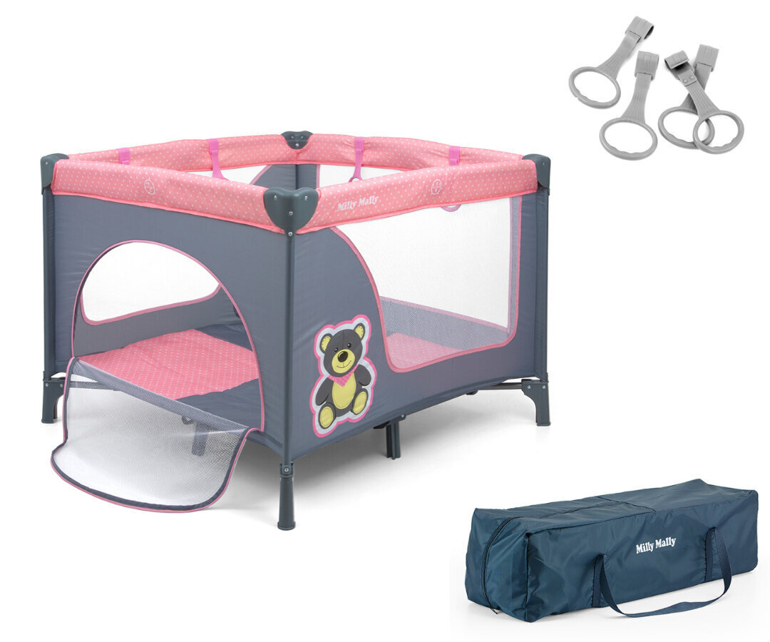 Milly Mally manēža - ceļojumu gulta lāči, rozā krāsā цена и информация | Manēžas | 220.lv